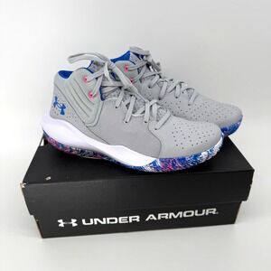 Under Armour Jet 21 Basketball Shoes Womens 10 Mens 8.5 Gray Blue Pink